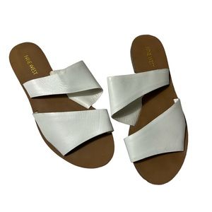 Nine West White Em Down Leather Sandals